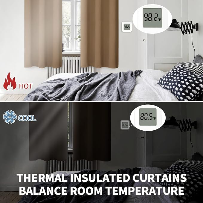 BGment Taupe Small Blackout Curtains 36 Inches Length - Image 4