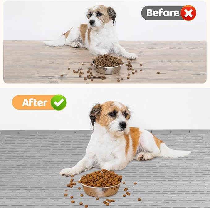Dog Food Mat, Extra Large 34" x 22" Silicone Pet Feeding Mat - Image 4