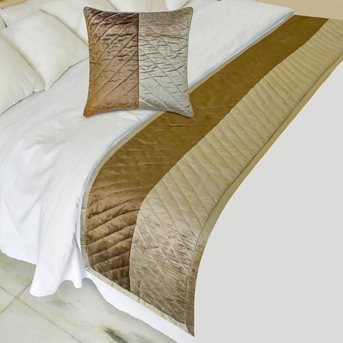 The HomeCentric King/Queen/Twin Brown Decorative Bed Runner King 90"x18" Bed by TheHomeCentric