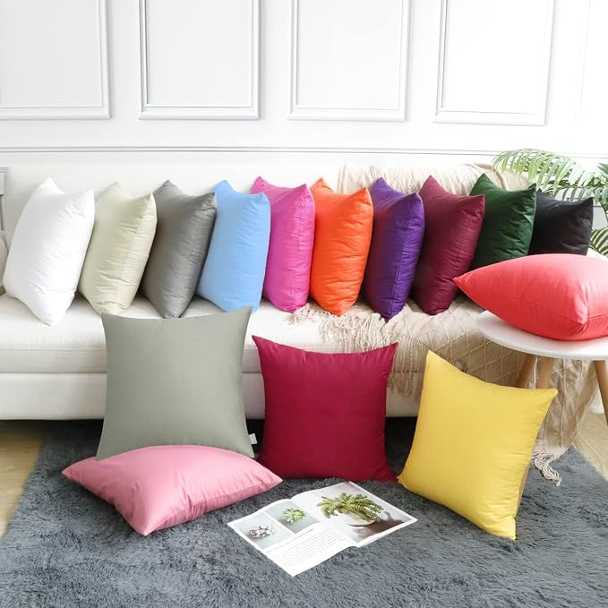 4-Pack 100% Cotton Comfortable Solid Decorative Throw Pillow Case, Thmyo Square - Image 4