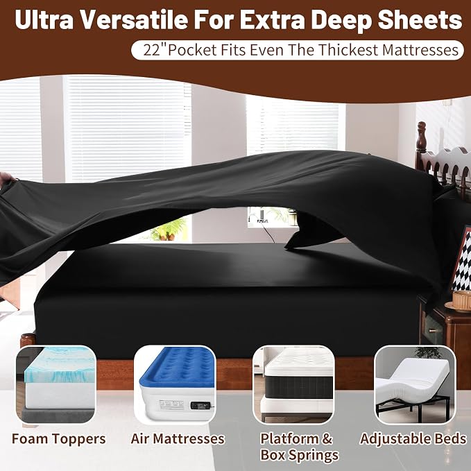 Extra Deep Pocket Queen Sheets 18-24 Inch 1000 Thread Count 100% Egyptian - Image 4
