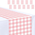 12 Pcs Light Pink and White Checkered Table Runner Plastic 14 x 108 Disposable by MUNILAIL