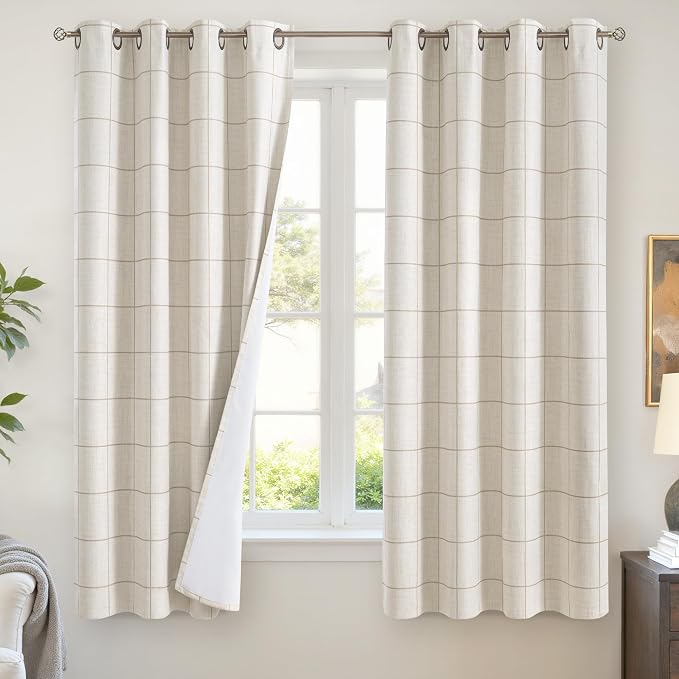 Linen Blackout Curtains 63 Inches Long by Lajode