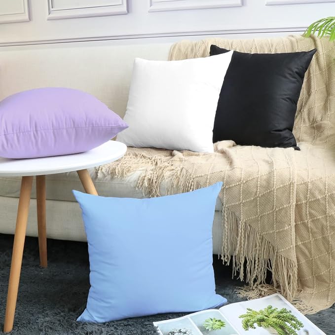 4-Pack 100% Cotton Comfortable Solid Decorative Throw Pillow Case, Thmyo Square - Image 3