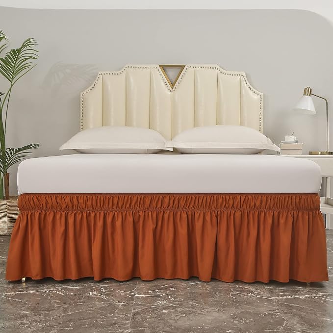 MEILA Wrap Around Bed Skirt Three Fabric Sides Elastic Dust Ruffled 18 Inch - Image 2