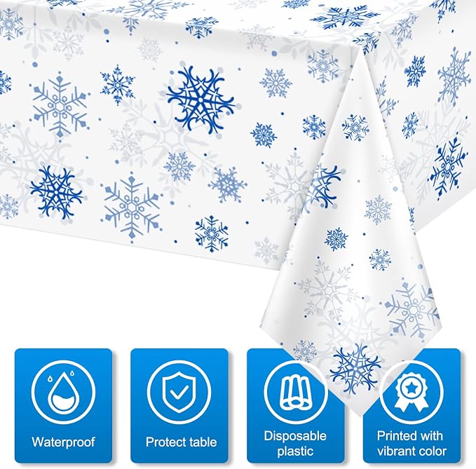 8 Pieces Snowflake Christmas Party Tablecloth Decorations, Plastic White - Image 4
