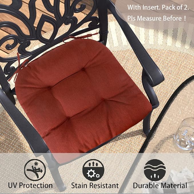 FUNHOME Outdoor Chair Cushions 19 x19 Inch, Water Resistant Tufted Seat - Image 4