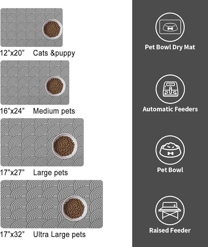 Dog Food Mat for Floors, Absorbent and Quick-Drying Pet Cat Food Mat, - Image 4
