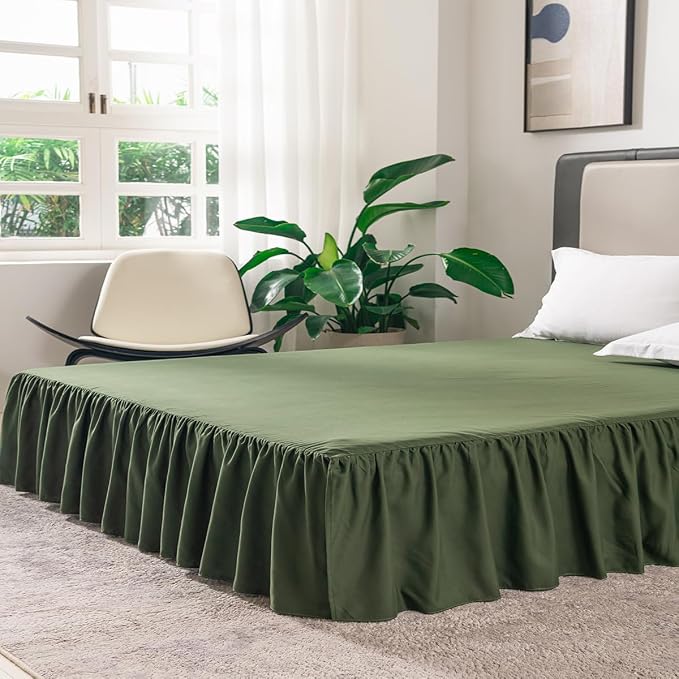 Green Bed Skirt King Size Ruffled Bed Skirt - Image 5