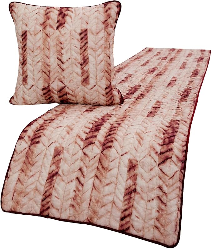 The HomeCentric King/Queen/Twin Maroon & Ivory Decorative King 90"x18" Bed by TheHomeCentric