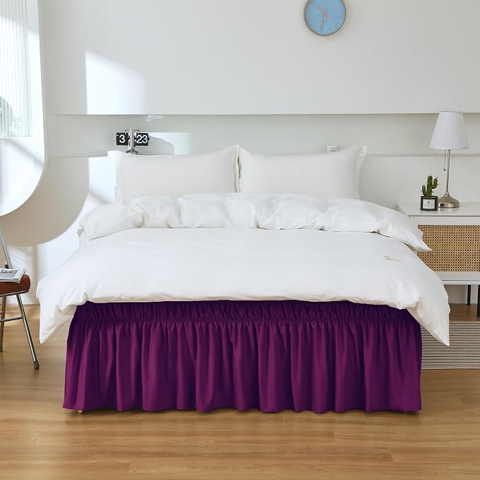MEILA Wrap Around Bed Skirt Three Fabric Sides Elastic Dust Ruffled 16 Inch - Image 7