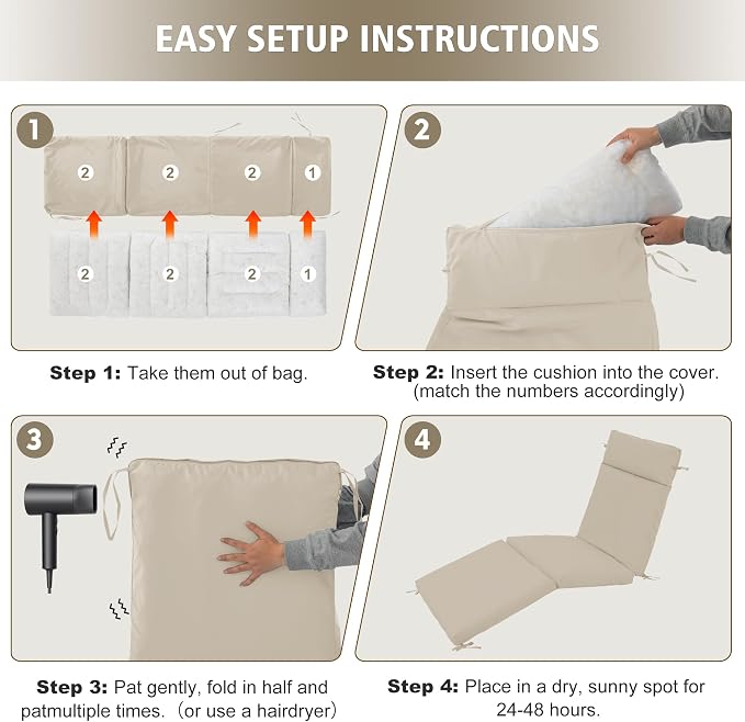 Chaise Lounge Cushion 72x21x3 Inch - Image 7