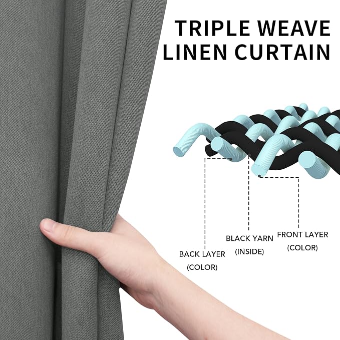 Easy-Going Linen Look Blackout Curtain Grommet Window Curtain Drapes - Image 3