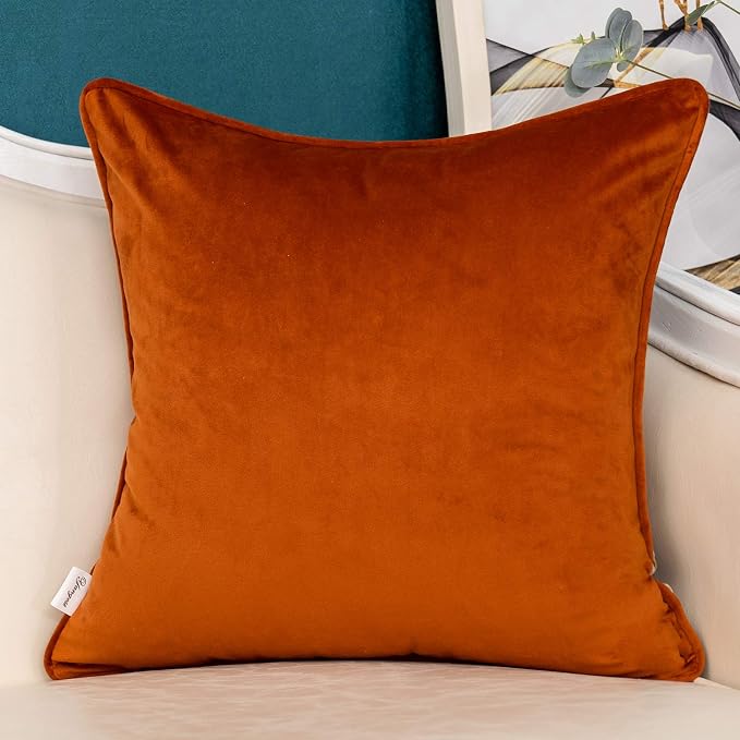 Yangest Orange Striped Throw Pillow Cover Multicolor Velvet Cushion Cover - Image 2