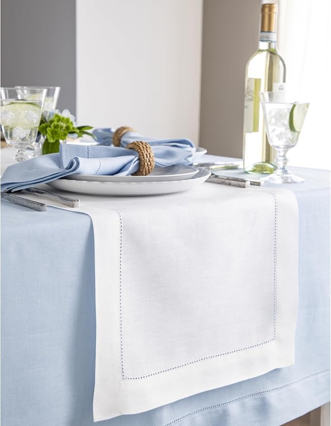 Solino Home Linen White Table Runner 72 Inches Long - Image 2