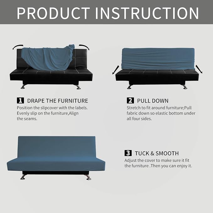 Easy-Going Stretch Futon Slipcover Armless Futon Bed Cover Furniture Protector - Image 5