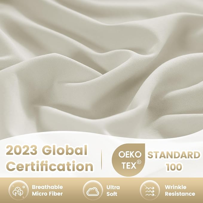Full Sheet Set - Hotel Luxury 4 Piece Breathable Cooling Full Size Sheet Sets - Image 6