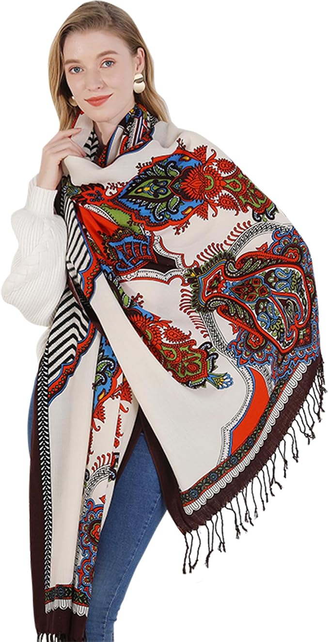 DANA XU 100% Merino Wool Extra Large Pashmina Blanket Travel Scarf Cashmere Wrap by DANAXU