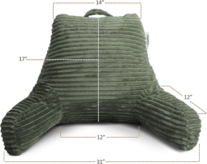 Nestl Reading Pillow with Shredded Memory Foam, Luxe Cut Plush Back Pillow - Image 2