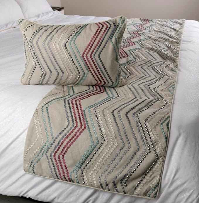 The HomeCentric King Queen Twin Beige Linen Bed Runner & Decorative Throw - Image 4