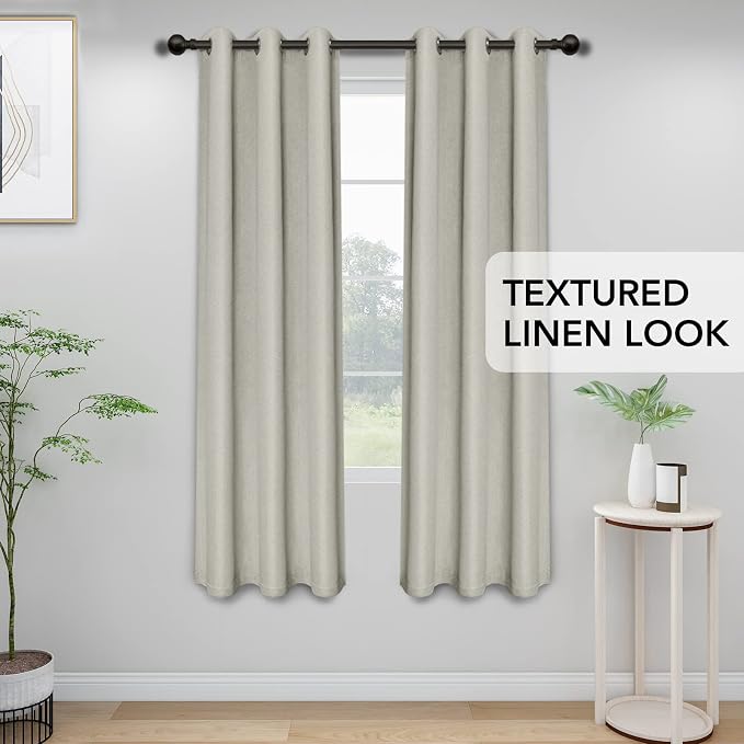 Easy-Going Linen Look Blackout Curtain Grommet Window Curtain Drapes - Image 2