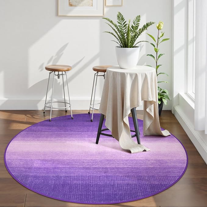 Wonnitar Modern Ombre Washable Round Rugs 5ft, Soft Circle Bedroom Area Rug - Image 7