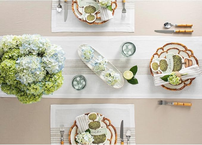 Solino Home Stripe Linen Table Runner 90 Inches Long - Image 3