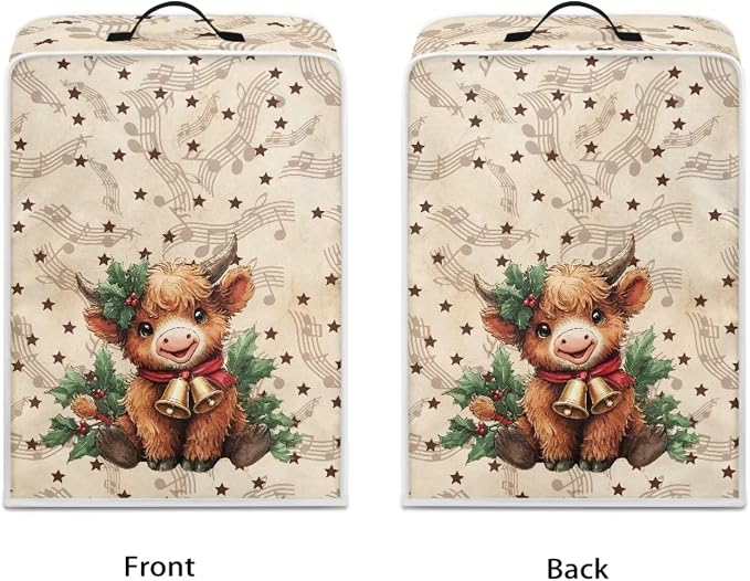 Christmas Coffee Maker Cover, Dustproof Washable Highland Cow Coffee Machine - Image 2