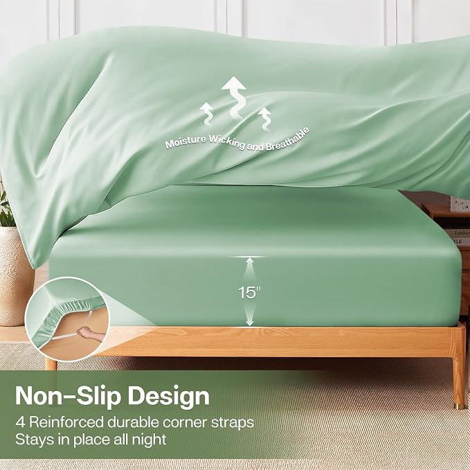 MR&HM King Fitted Sheet Only, Ultra-Soft Rayon Derived from Bamboo & Polyester - Image 6