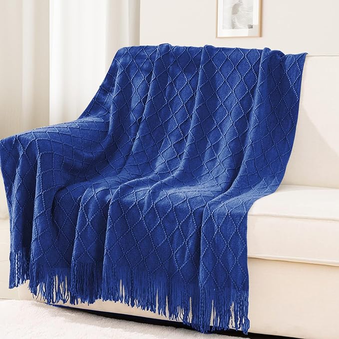 inhand Knit Klein Blue Throw Blanket by inhand