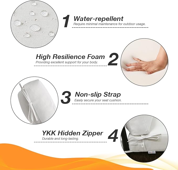 Outdoor High Back Chair Cushion Seat Pads, 44 x 21 Inch Water-Repellent & - Image 3