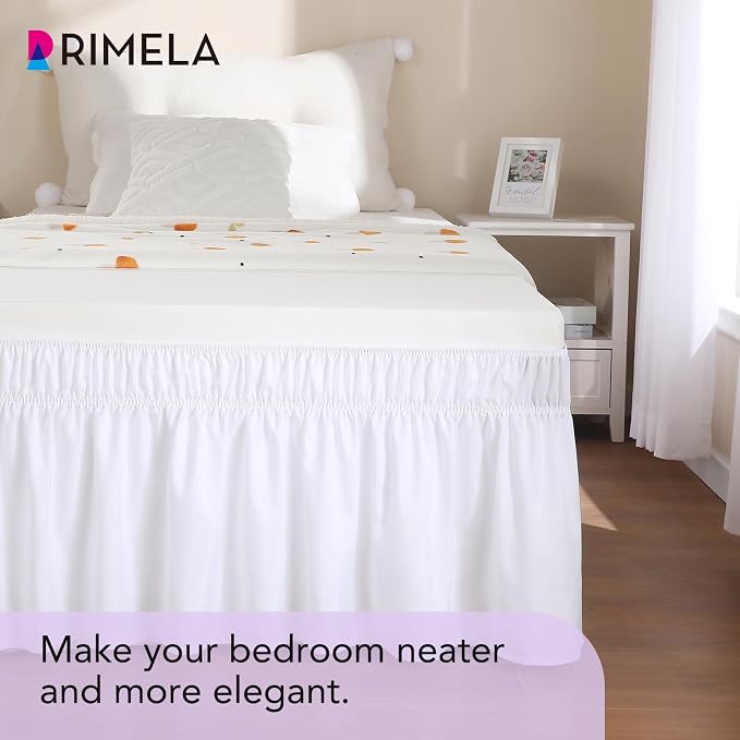 RIMELA White Bed Skirt Twin Size 15 Inch Drop, Elastic Bed Skirting - Image 8