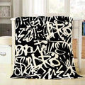 Mugod Black White Pattern Throw Blanket Graffiti Seamless Pattern by Mugod
