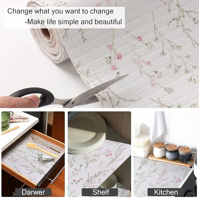 Floral Drawer and Shelf Liner for Cabinets, 12IN x 20FT Non-Adhesive and Strong - Image 5