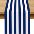 Navy Blue and White Striped Table Runner Nautical Theme Birthday Party by Buxiuer