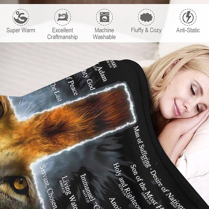 Christian Lion Blanket Scripture Jesus Throw Blanket Christian Gifts - Image 6