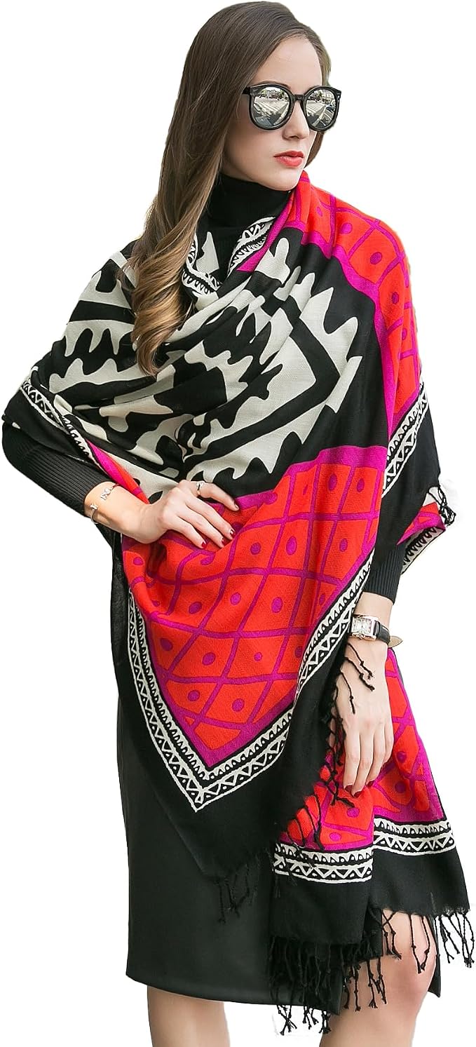 DANA XU 100% Merino Wool Extra Large Pashmina Blanket Travel Scarf Cashmere Wrap - Image 9