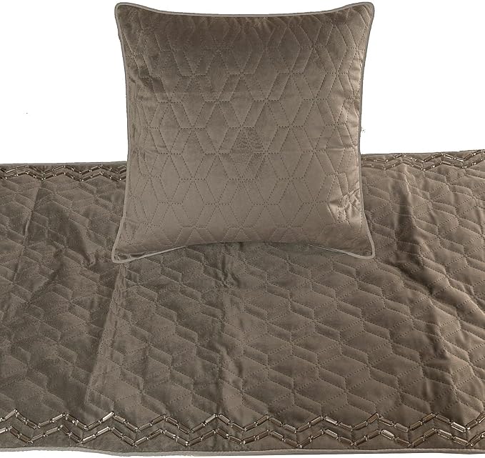 The HomeCentric King Queen Twin Gray Handmade Full 68"x18" Bed Runner - Image 2