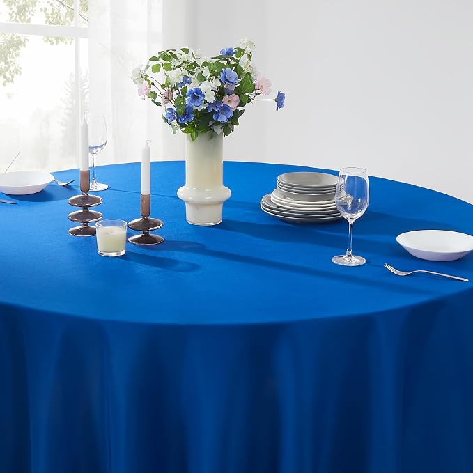 Round Tablecloth 2 Pack 90 Inch Royal Blue Tablecloths Washable Decorative - Image 5