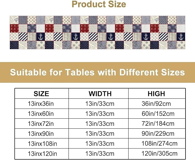 Navigation Striped Patchwork Plaid Table Runner Anchor Compass Polka Dot Table - Image 4