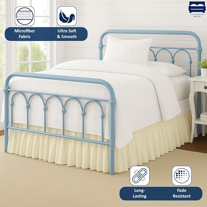 Ruffled Bed Skirt with Split Corners-Dust Ruffle - Image 3