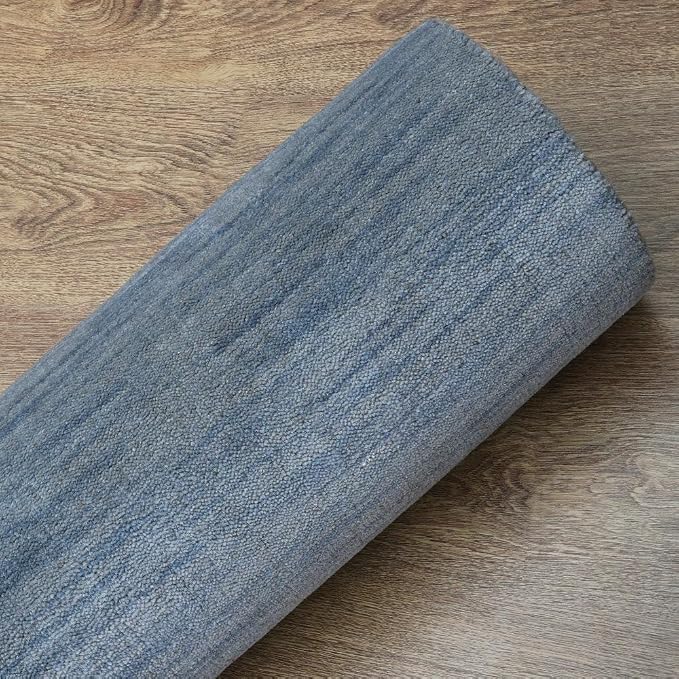 Rugsotic Carpets Hand Knotted Gabbeh Wool 3'x5' Area Rug Solid Light Blue L00111 - Image 7
