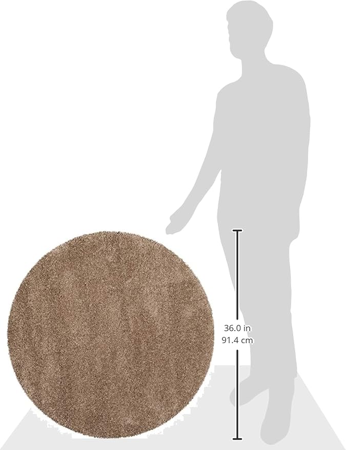 SAFAVIEH Milan Shag Collection 3' Round Dark Beige SG180 Solid Non-Shedding - Image 2