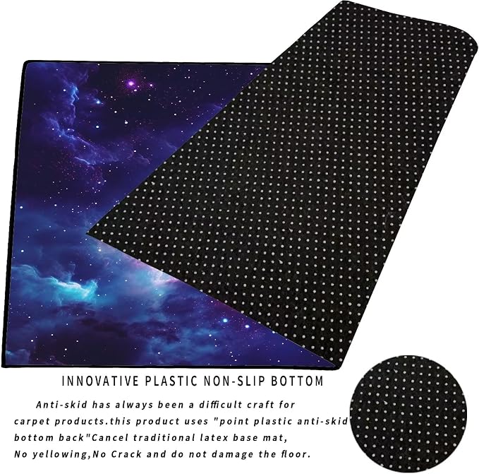 Purple Galaxy Rug Space Rugs Colorful Throw Rug Non-Slip Sun and Cloud Carpet - Image 2