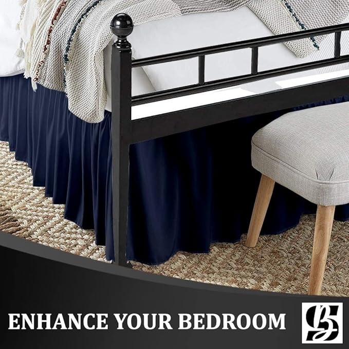 SKY BEDDINGS - Queen Size Ruffled Bed Skirt - 18 Inch Drop Dust Ruffle Bed - Image 2