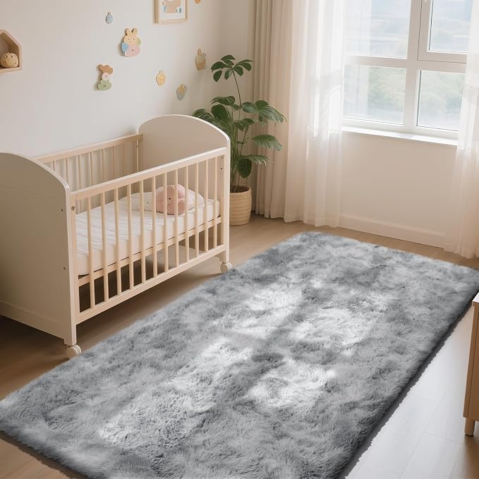 Soft Runner Rugs for Bedroom, Mottling Grey 2x8 Runners for Hallways Fluffy Rug - Image 4