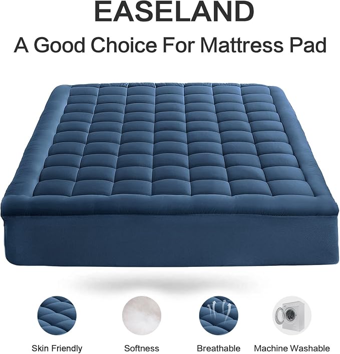 EASELAND Full Size Mattress Pad Pillow Top Mattress Cover Quilted Fitted - Image 2
