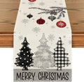 Artoid Mode Grey Pine Trees Snowflake Merry Christmas Table Runner, Winter Xmas by ArtoidMode