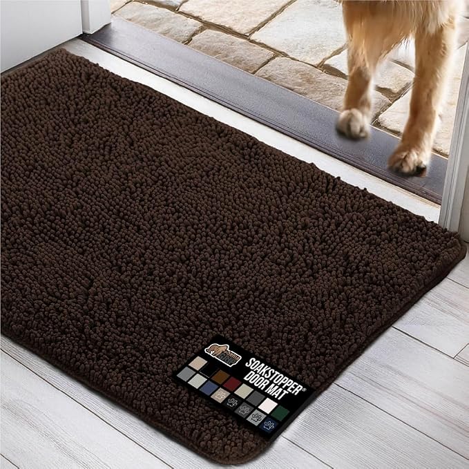 GORILLA GRIP SOAKSTOPPER Dog Door Mat, 36x24 Machine Washable Rug Absorbent by GorillaGrip