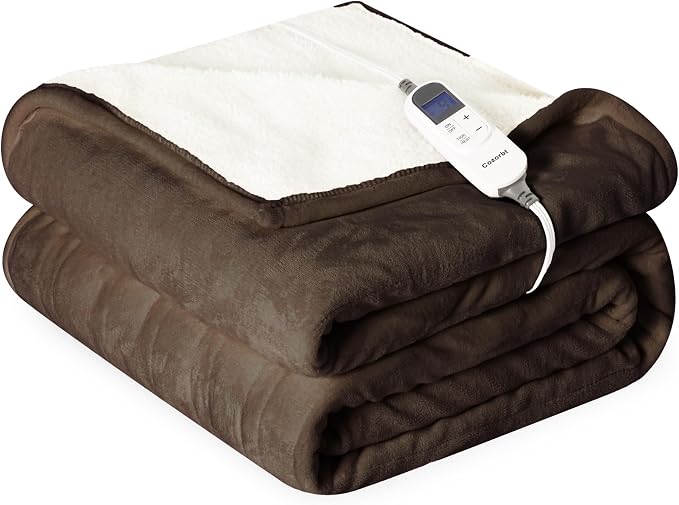 Heat Blanket 62”x84” Twin Size, Soft Flannel & Sherpa Reversible Electric by Unknown